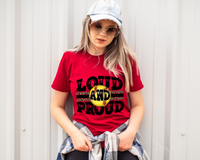 Loud And Proud (softball, black distressed lettering, leopard print strips) DTF TRANSFER