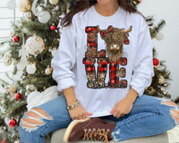 LOVE Christmas (highland cow, red plaid, leopard print, snowflakes) 8538 DTF TRANSFER