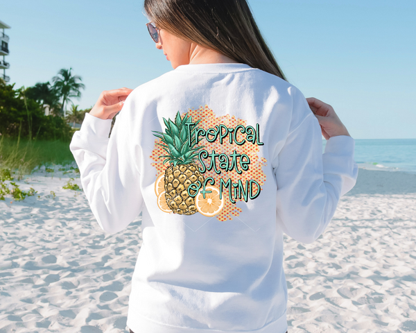 Tropical State Of Mind (pineapple, orange slices, mint green lettering) 9009 DTF Transfer