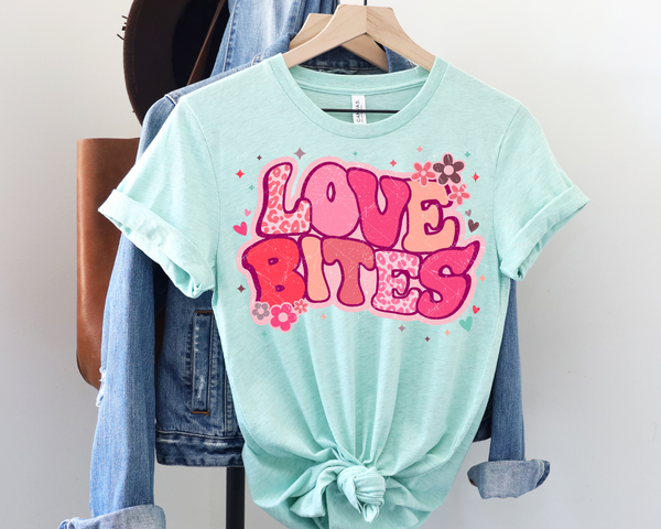 Love Bites (retro 70's vibe, bright pinks, coral, leopard print, hearts and flowers) 1728 DTF TRANSFER