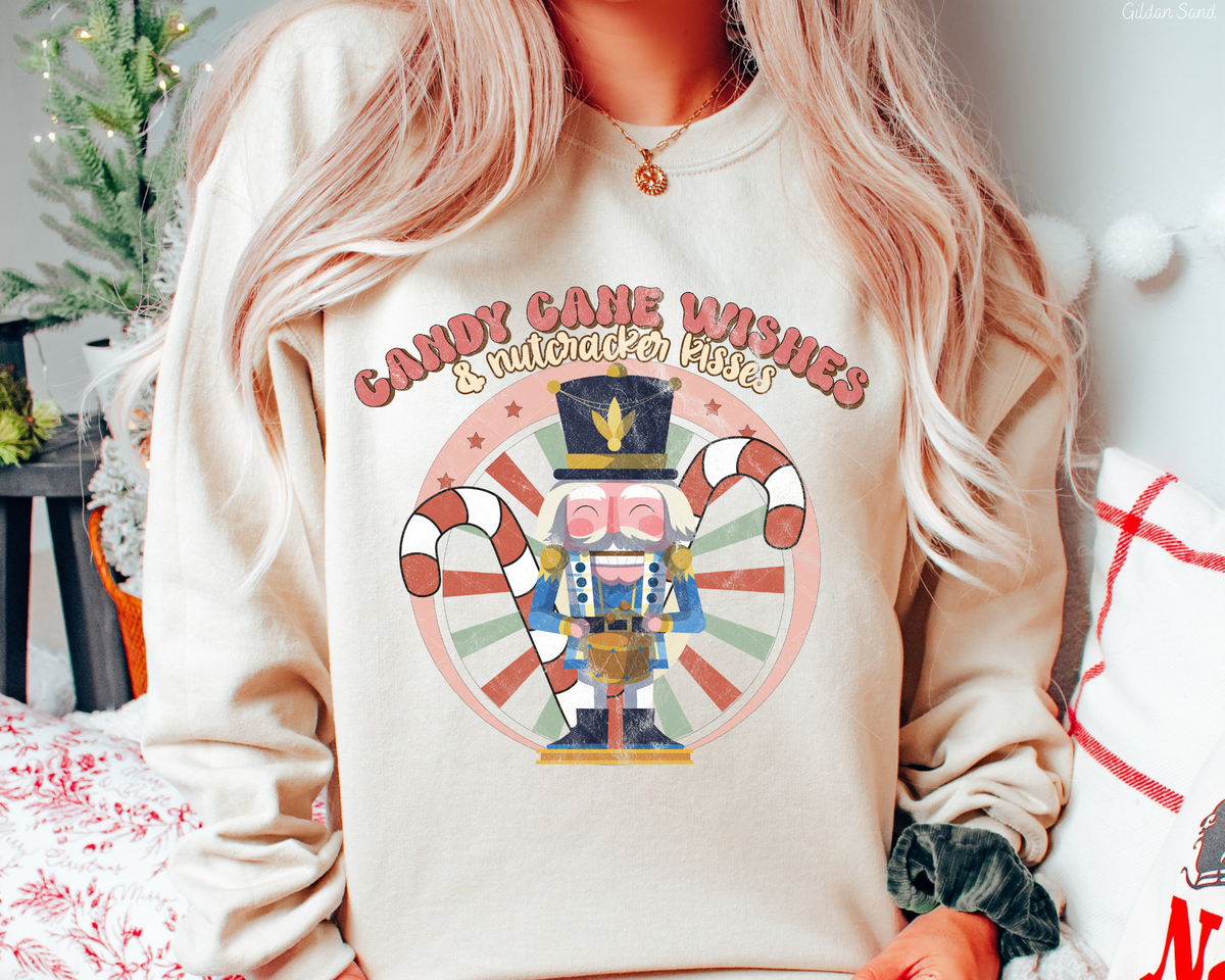 Candy Cane Wishes And Nutcracker Kisses (Red Font) 258 DTF TRANSFER