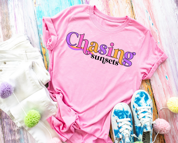Chasing Sunsets (bright colors and black lettering) 8810 DTF Transfer