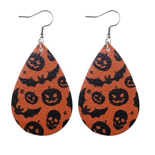 Pumkin and bat orange earrings