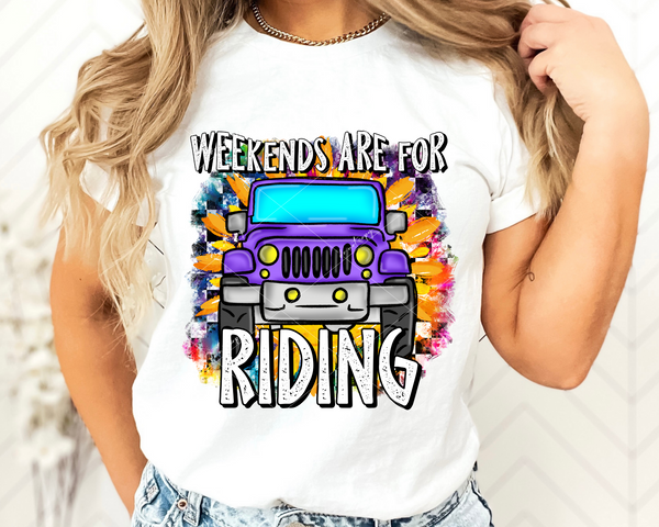 Weekends Are For Riding (purple jeep, bright background) 9013 DTF Transfer