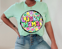 Luck Mini (St. Patrick elements, circle with back frame, bright pastel colors) DTF TRANSFER