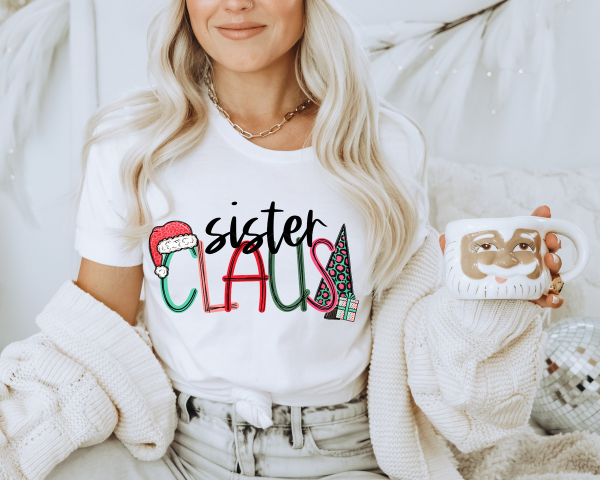 Sister Claus Santa Hat Leopard Tree 8776 DTF TRANSFER