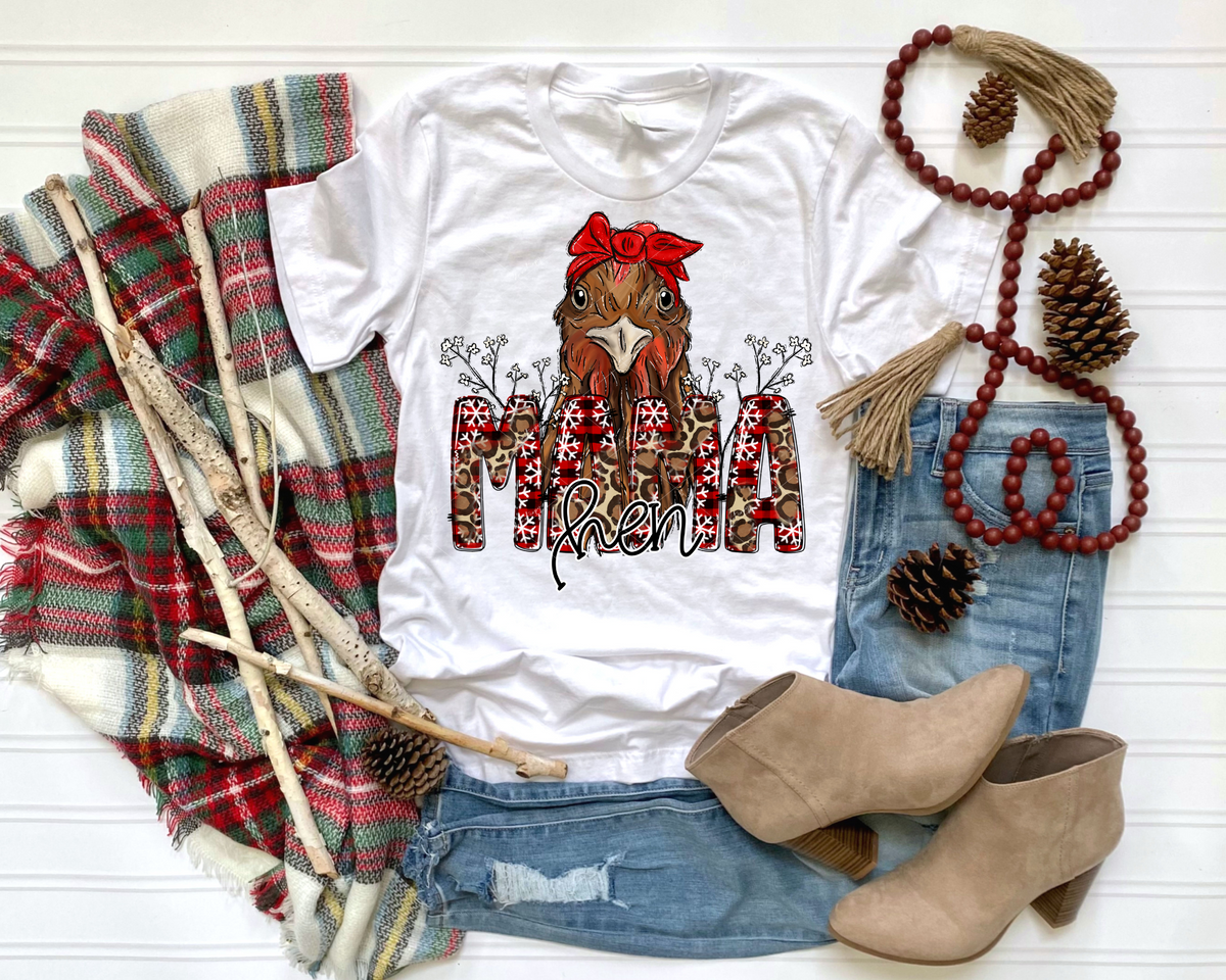 Mama hen (hen, buffalo plaid, leopard print, snowflakes) 8519 DTF TRANSFER