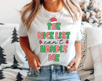 The Nice List Can't Handle Me Santa Hat Peace Hands Red Green 8744 DTF TRANSFER