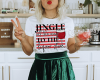 Jingle all the way to the liquor store (distressed red stripes, wine glass) 1122 DTF TRANSFER