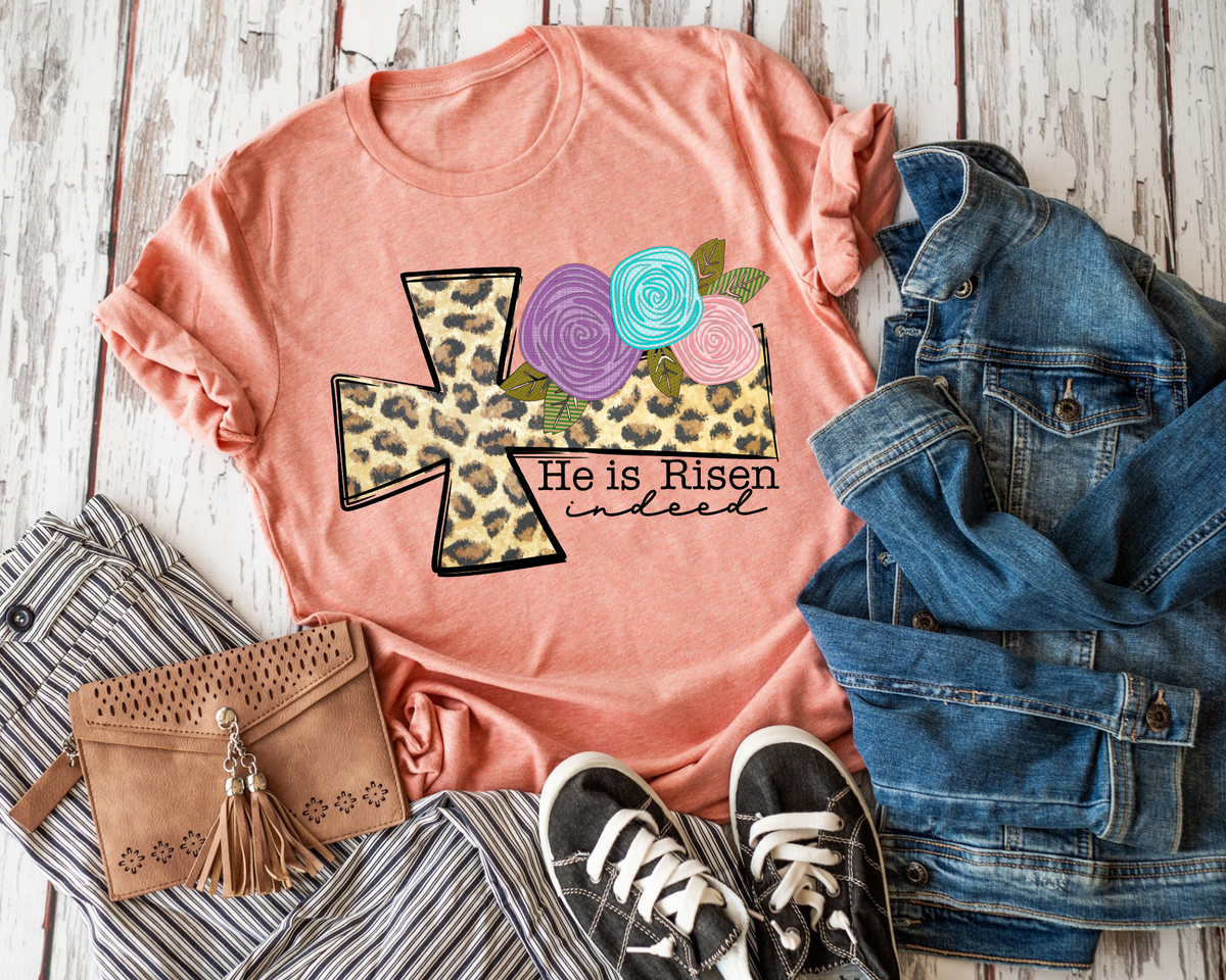 He Is Risen Indeed Leopard Flowers Horizontal 112571 DTF TRANSFER