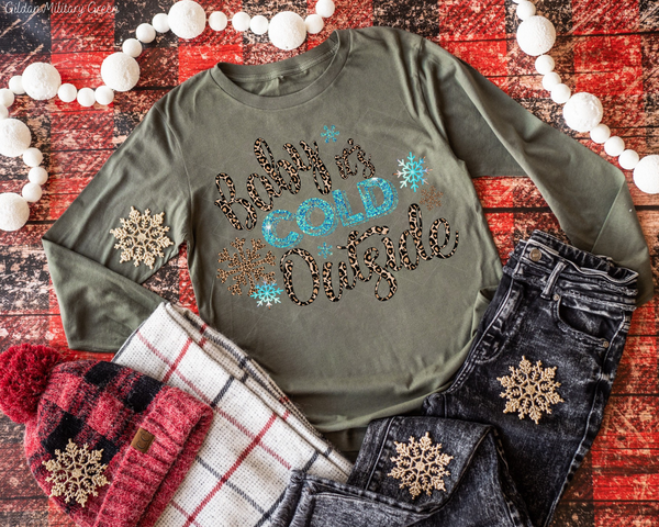 Baby It's Cold Outside Leopard Blue Font 8738 DTF TRANSFER