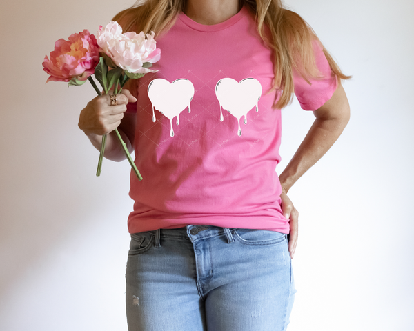 Hearts dripping light pink 1503 DTF TRANSFER