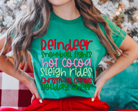 Reindeer Snowball Fights Hot Cocoa Sleigh Rides Christmas Carols Holiday Cheer 241 DTF TRANSFER