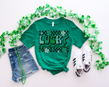 Lucky Mini (black checkers, clovers, variety of greens) DTF TRANSFER