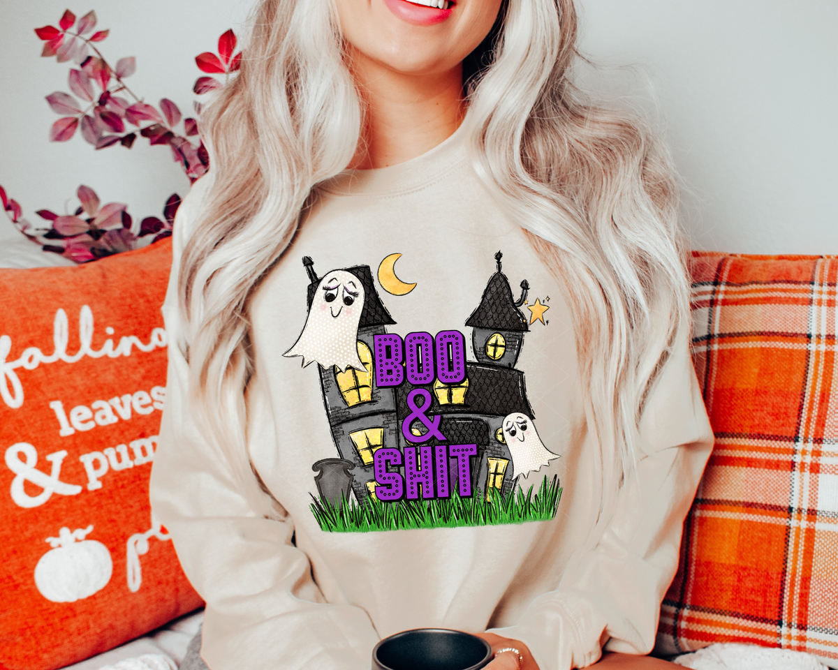 Boo and Shit Ghost Moon Grave Purple Font 238 DTF TRANSFER
