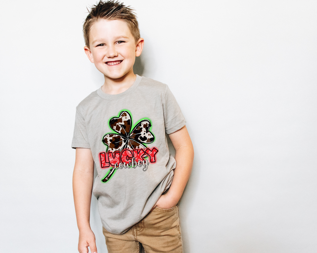 Lucky Cowboy Cow Print Clover 112640 DTF TRANSFER