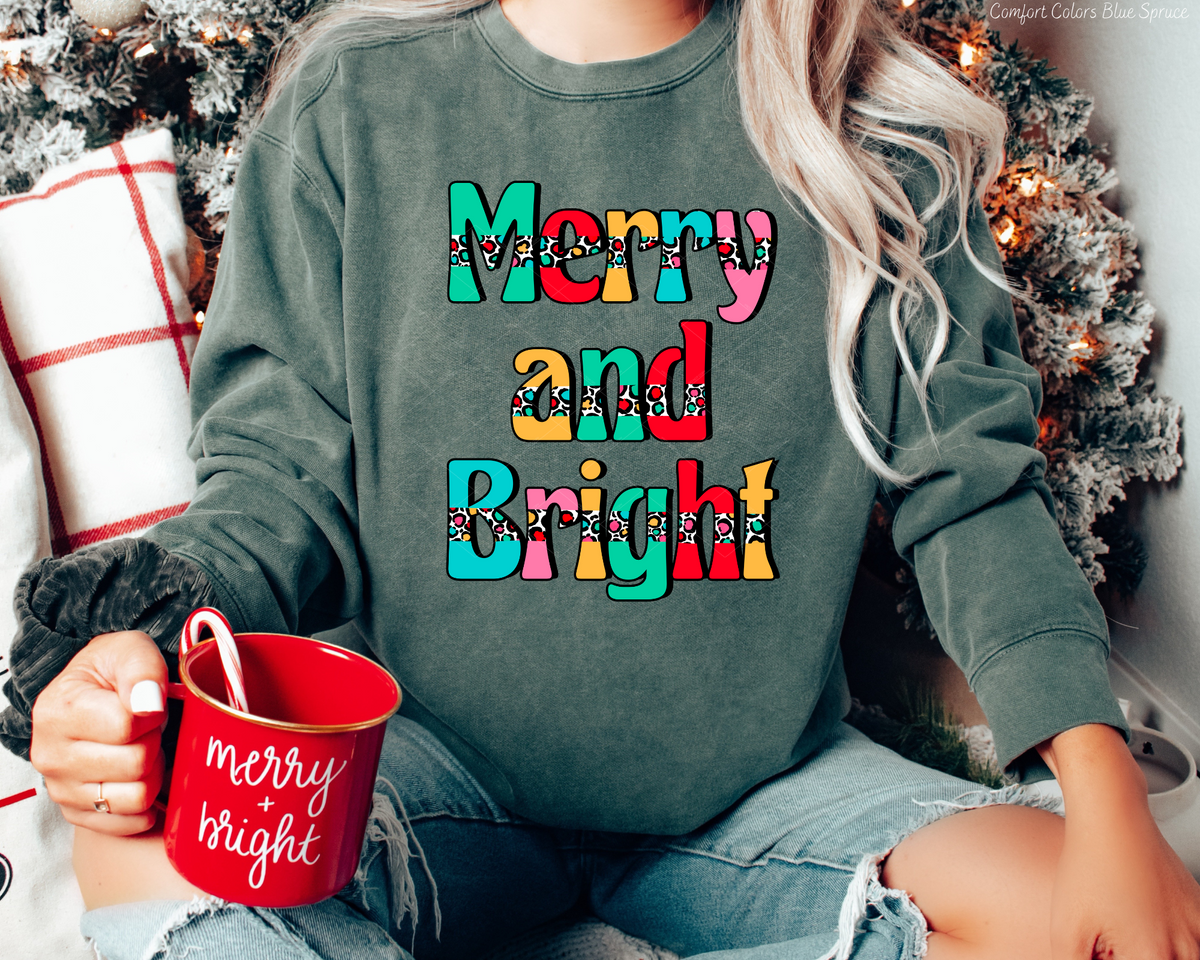 Merry And Bright Colorful Leopard (Colorful Font) 112469 DTF TRANSFER