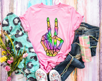 Multi Color Bright Skelton Hand No Font DTF TRANSFER