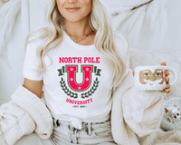 North Pole University (Green and Red Writing) 1190 DTF TRANSFER
