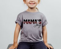 Mama's Joy (buffalo plaid, block lettering, black with white shadow handwriting) DTF TRANSFER