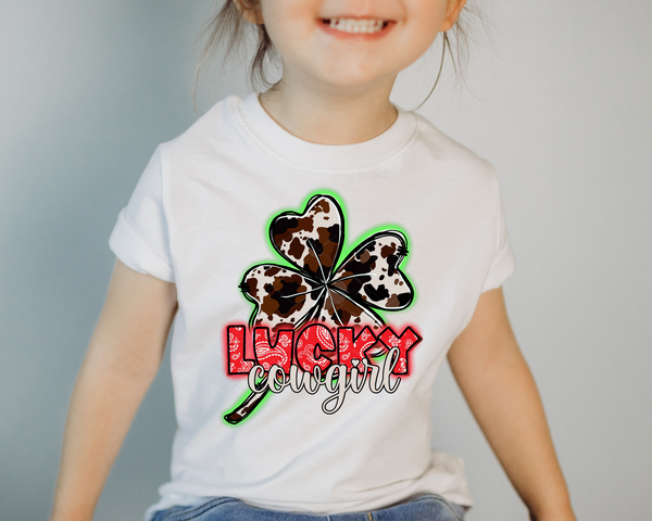 Lucky Cowgirl Cow Print Clover DTF TRANSFER