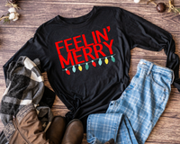 Feelin' Merry Christmas Lights Red Font 8764 DTF TRANSFER