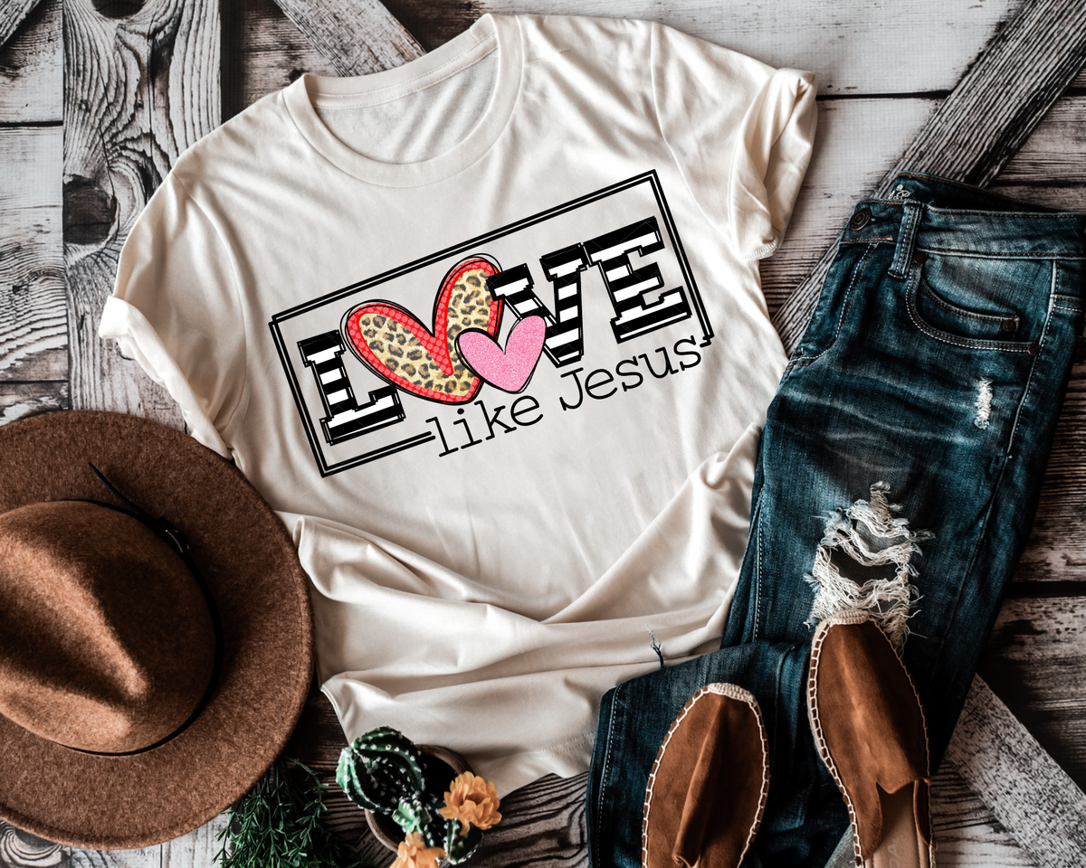 Love Like Jesus Double Heart 112646 DTF TRANSFER