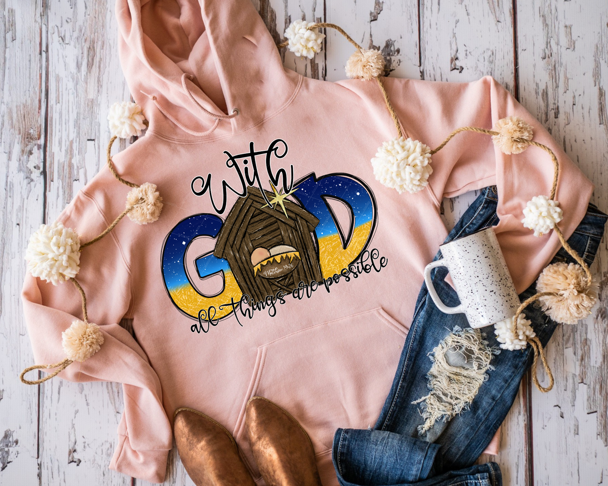 With God All Things Are Possible Manger Matthew 19:26 68763 DTF TRANSFER