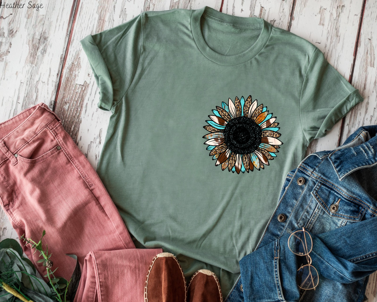 Sunflower Leopard Teal (No Font) DTF TRANSFER