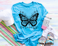 there Is No Fear In Love John 4:18 (black outlined butterfly and wildflowers) DTF TRANSFER