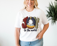 Joy To The World Jesus Red Plaid (Blue Font) 8758 DTF TRANSFER