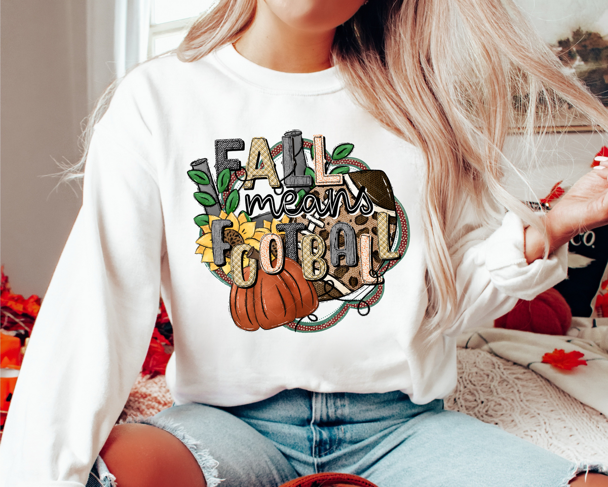 Fall Means Football Sunflowers Football Pumpkin 112276 DTF TRANSFER