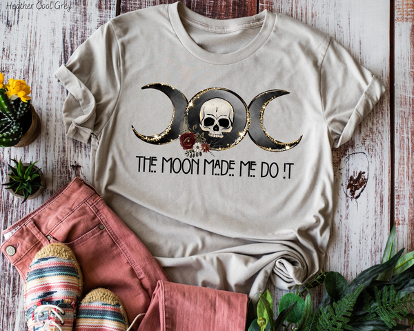 The Moon Made Me Do It Skull Moon Floral DTF TRANSFER