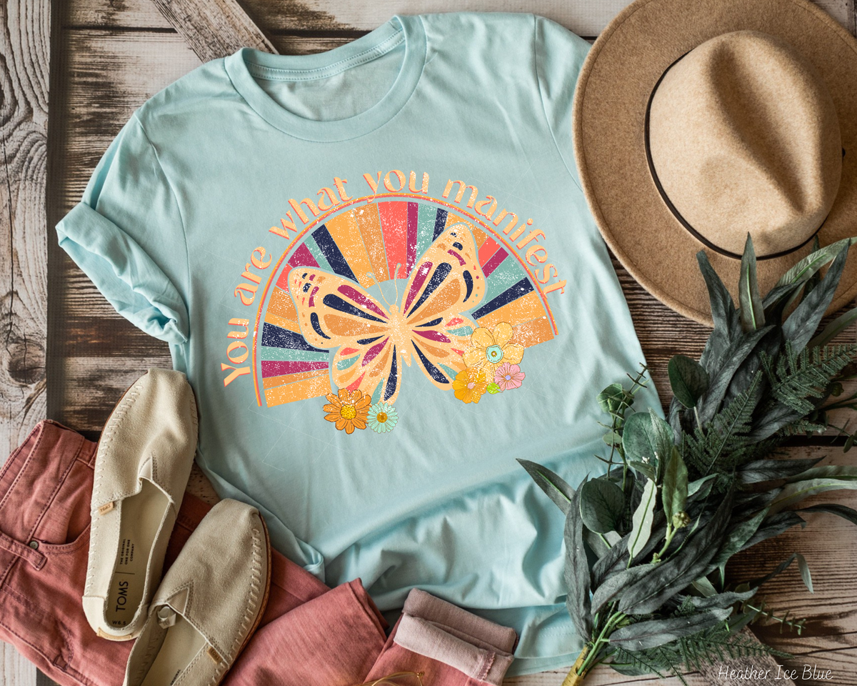 You Are What You Manifest Butterfly Rainbow (Yellow Font) 112617 DTF TRANSFER