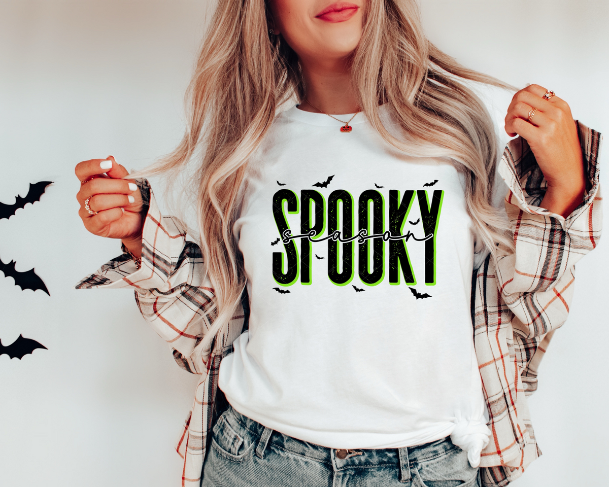 Spooky Season Black Green Bats 112286 DTF TRANSFER