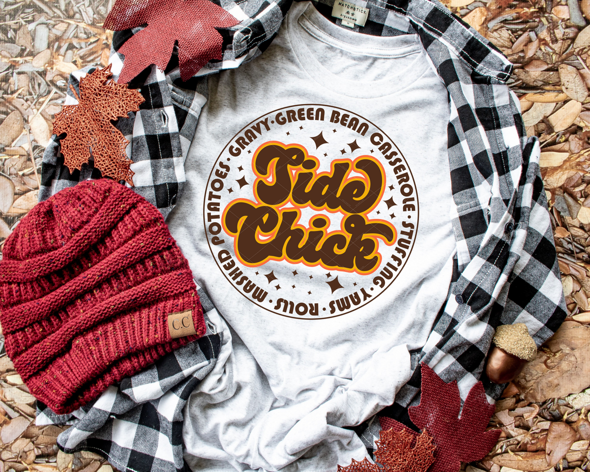 Side Chick Circle Stars Brown Orange 112289 DTF TRANSFER