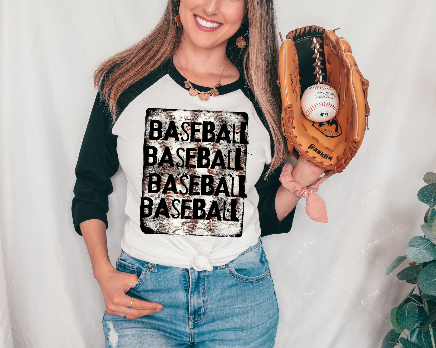 Baseball (square distressed baseball background) DTF Transfer