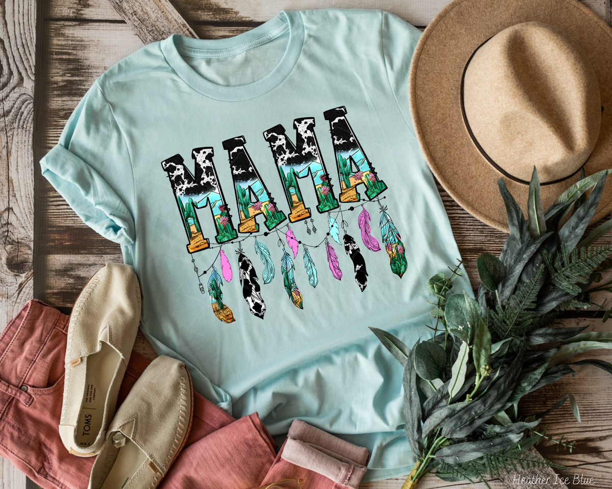 Mama Cactus Cow Print feathers 112553 DTF TRANSFER