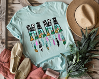 Mama Cactus Cow Print feathers DTF TRANSFER