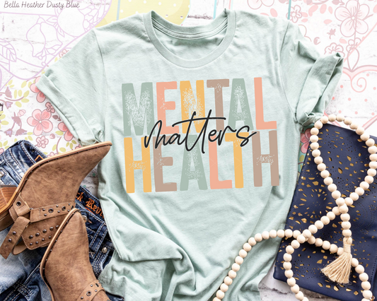 Mental Health Matters Teal Yellow Fonts DTF TRANSFER