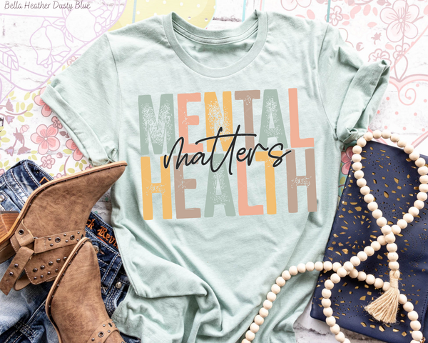 Mental Health Matters Teal Yellow Fonts DTF TRANSFER