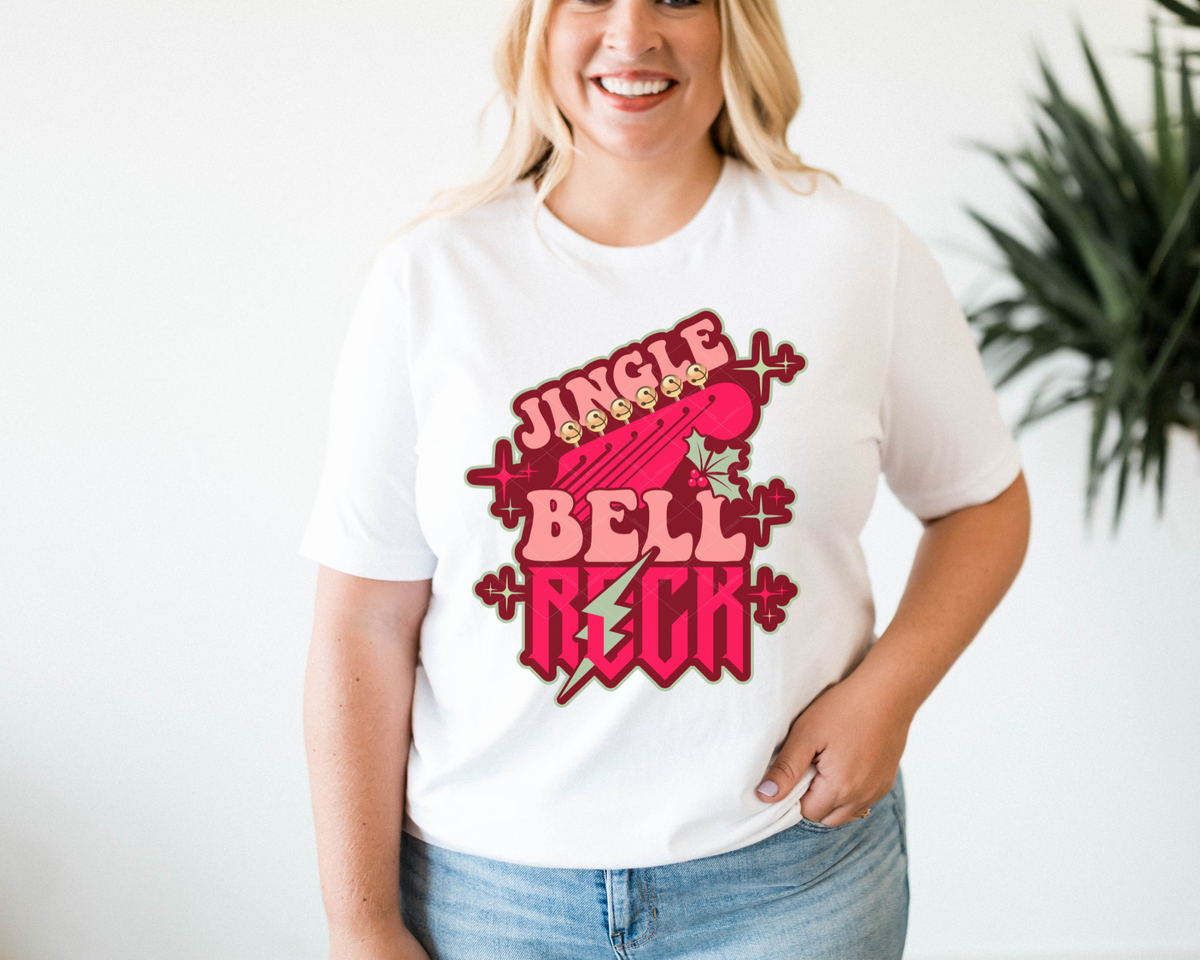 Jingle Bell Rock Guitar (Red Pink Writing) 112384 DTF TRANSFER