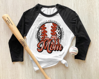 Mom (baseball, hearts, black leopard print, red lettering) 8914 DTF Transfer