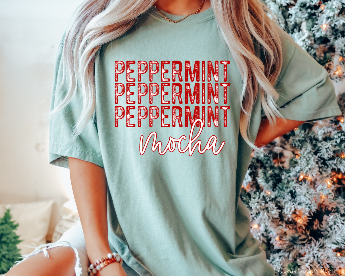 Peppermint Peppermint Peppermint Mocha (Red White Font) 1065 DTF TRANSFER
