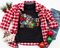 Tree Rex (Santa riding dino with presents and Christmas lights, bright colors) 8581 DTF TRANSFER
