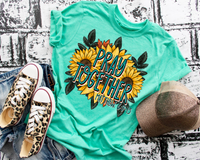 Pray Together Matthew 6:9-13 (sunflower bunch, turquoise lettering) DTF TRANSFER