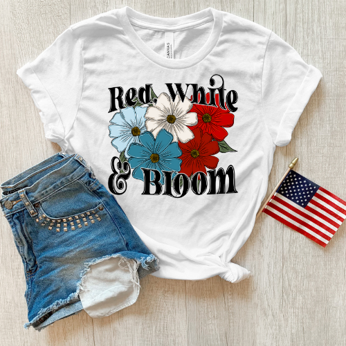 Red White & Bloom Black Font 5050 DTF TRANSFER