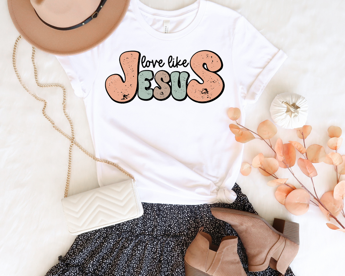 Love like Jesus (distressed lettering)BB 1733 DTF TRANSFER