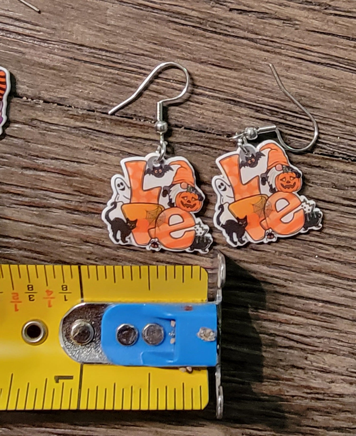 Halloween LOVE gnomes epoxy earrings