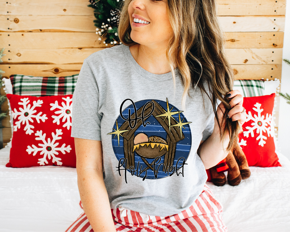 Oh Holy Night Manger (Black Font) 112467 DTF TRANSFER